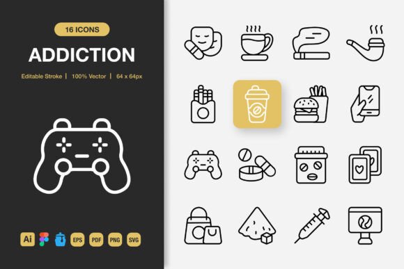 Addiction Outline Icon: Graphics and Icons for Modern Design