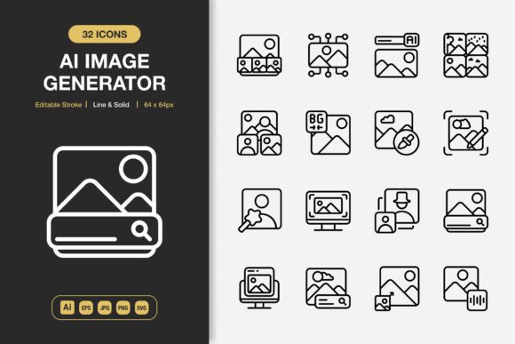 AI Image Generator Icons: Graphics and Icons for Creative Design