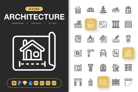 Architecture Icons for Graphic Design