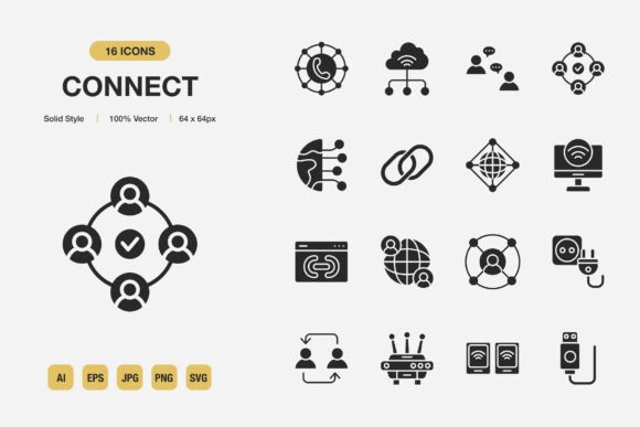 Connect Solid Icons for Graphics and Branding