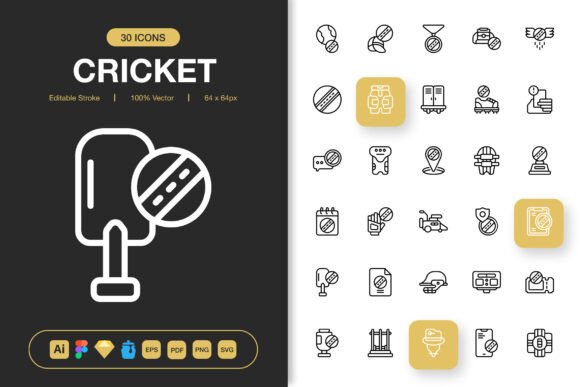 Cricket Outline Icons Review