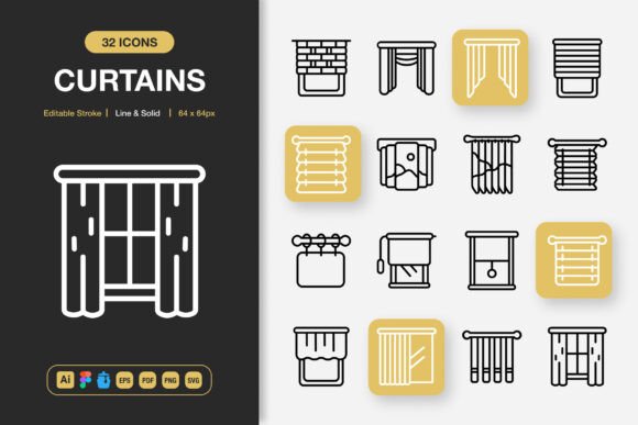 Curtains Icons: Graphics and Icons for Modern Design