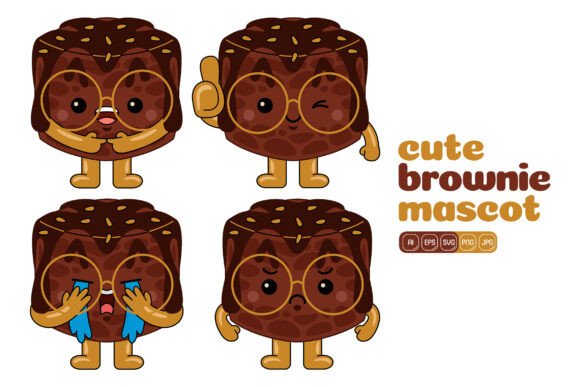 Cute Brownie Mascot Vector Pack 03: Graphics for Local Business Branding