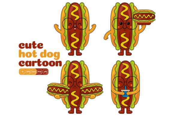 Cute Hot Dog Mascot Vector Pack 04