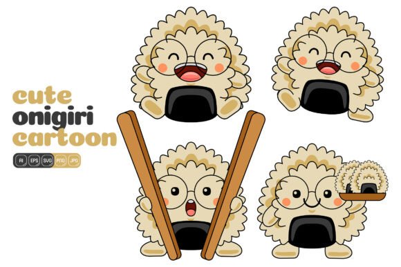 Cute Onigiri Mascot Vector Pack 04: Graphics for Creative Branding
