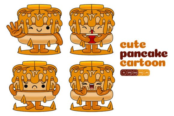 Cute Pancake Mascot Vector Pack 04: Graphics and Illustrations for Branding