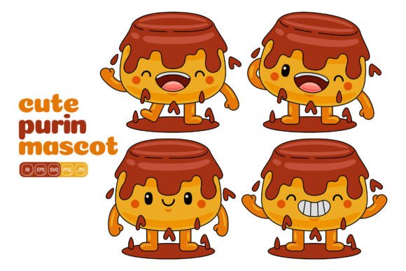Cute Purin Mascot Vector Pack 01: Graphics and Illustrations for Branding