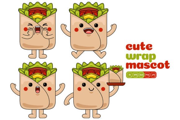 Cute Wrap Mascot Vector Pack 02