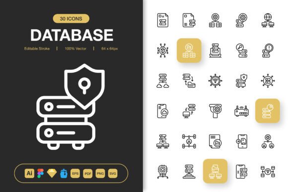 Database Outline Icons: Graphics and Icons for Modern Design