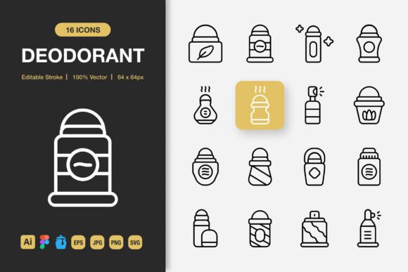Deodorant Outline Icons for Graphics and Icons