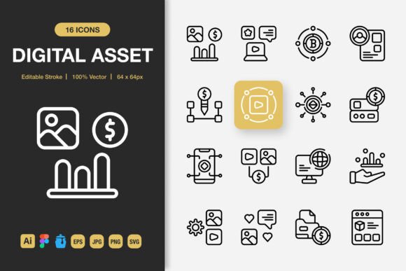 Digital Asset Outline Icons: Graphics and Icons for Modern Design