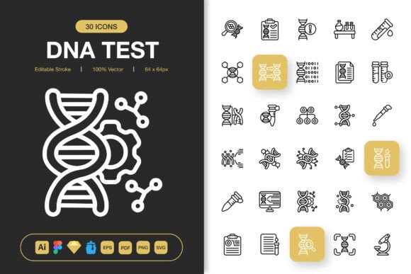 DNA Test Icons for Graphic Design