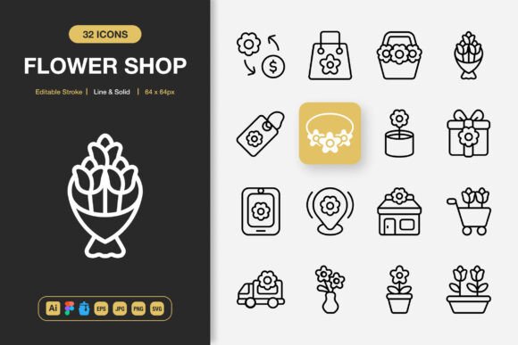 Flower Shop Icons: Graphics and Icons for Local Branding