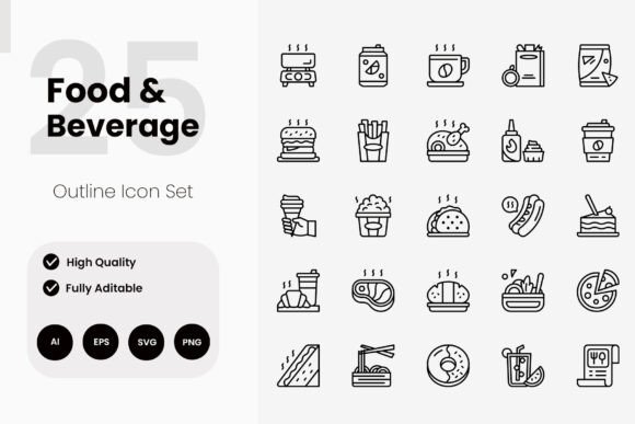Food and Beverage Outline Icons