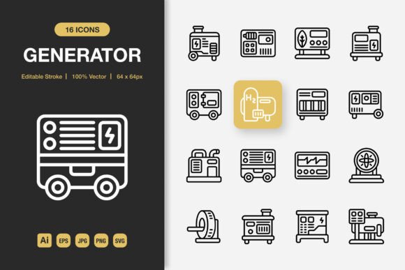 Generator Outline Icons: Graphics for Crafters