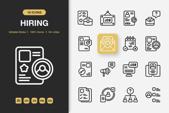 Hiring Outline Icons for Crafts