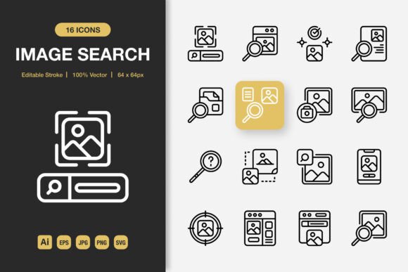 Image Search Outline Icons Graphics