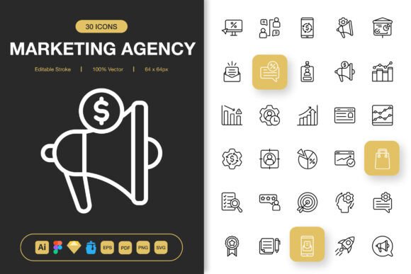 Marketing Agency Icons: Graphics and Icons for Digital Sellers
