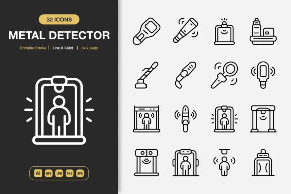 Metal Detector Icons: Graphics and Icons for Modern Design
