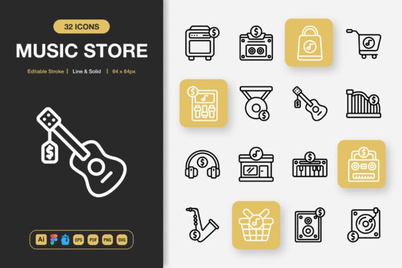 Music Store Icons: Graphics and Icons for Creative Publishing