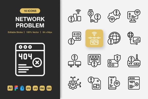 Network Problem Outline Icons: Graphics and Icons for Modern Design