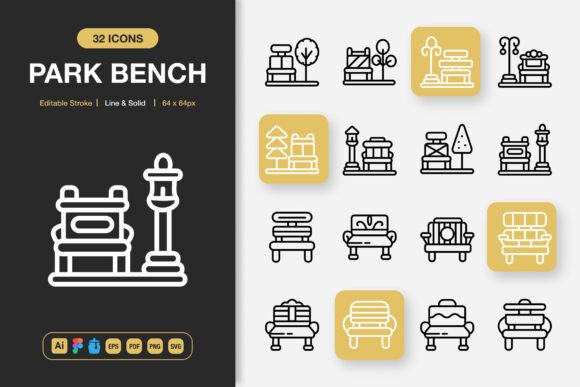 Park Bench Icons: Graphics and Icons for Modern Design
