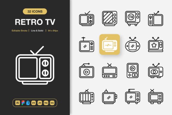 Retro Tv Icons: Graphics & Icons for Creative Design