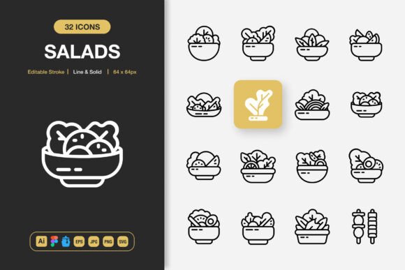 Salads Icons: Graphics and Icons for Modern Design