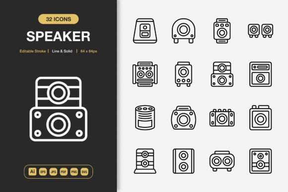 Speakers Outline Icons: Graphics and Icons for Creative Design