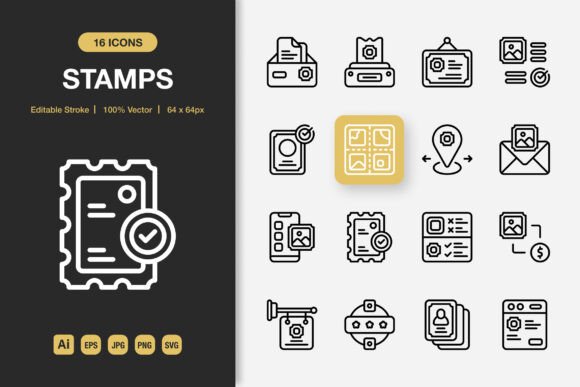 Stamps Outline Icons: Graphics and Icons for Crafting