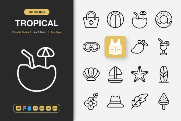Tropical Icons: Graphics That Bring a Warm Mood