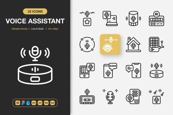 Voice Assistant Icons for Graphic Design